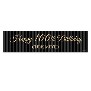 Personalized Birthday 100th Regal Stripes 5 Ft. Banner