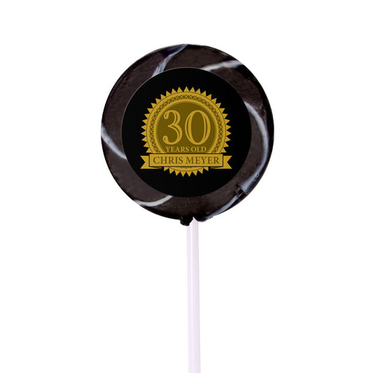 Milestones Personalized Small Swirly Pop 30th Birthday Favors (24 Pack)