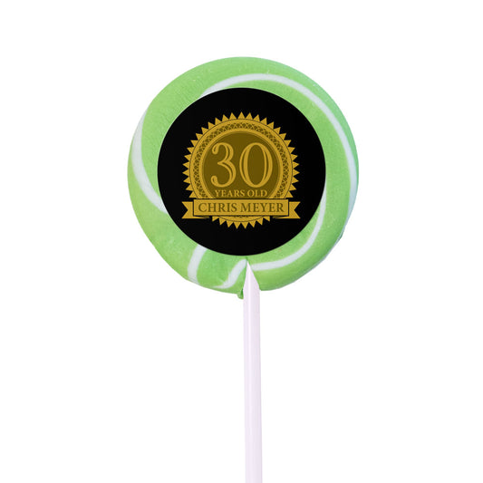 Milestones Personalized Small Swirly Pop 30th Birthday Favors (24 Pack)