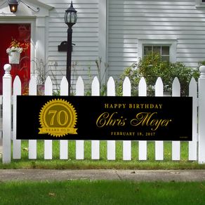 Personalized Birthday 70th Certificate 5 Ft. Banner