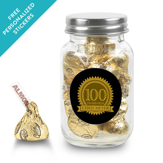 Milestones Personalized Mason Jar 100th Birthday Favors (24 Pack)