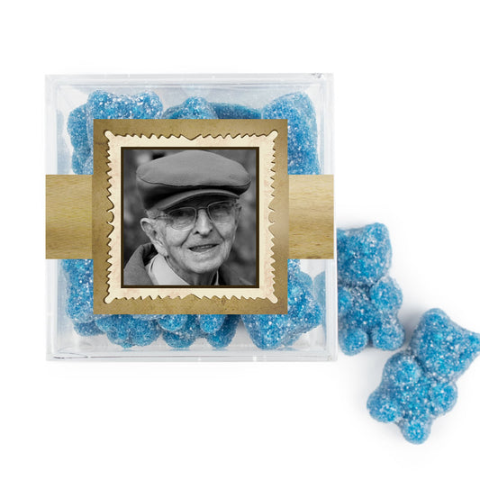 Personalized Milestones 80th Birthday Years in the Making JUST CANDY� favor cube with Sugar Sanded Gummy Bears