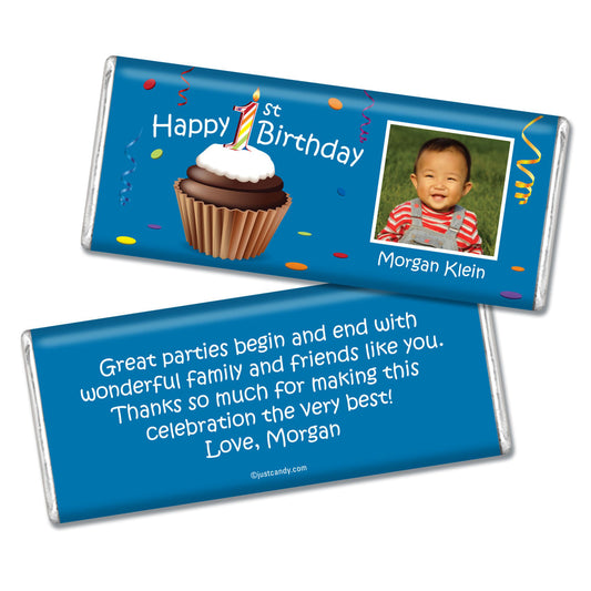 Birthday Personalized Hershey's Milk Chocolate Bar Photo Cupcake 1st