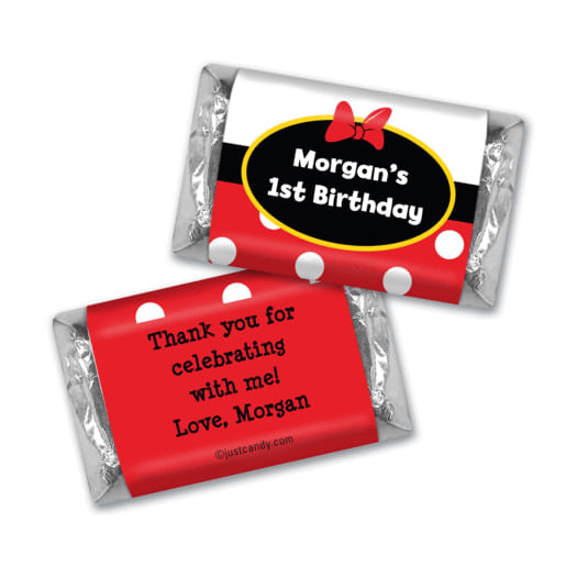 Birthday Personalized Hershey's Miniatures Wrappers Minnie Mouse Theme