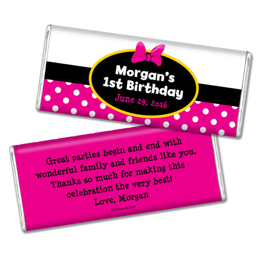 Birthday Personalized Hershey's Milk Chocolate Bar Minnie Mouse Theme