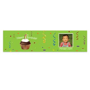 Personalized Birthday Cupcake Photo 5 Ft. Banner