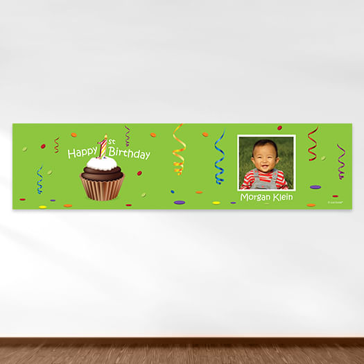 Personalized Birthday Cupcake Photo 5 Ft. Banner