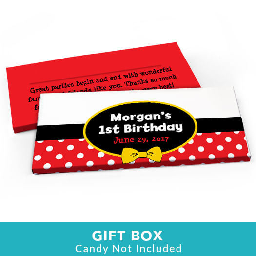 Deluxe Personalized First Birthday Mickey Mouse Candy Bar Favor Box