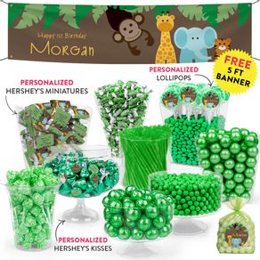 Personalized 1st Birthday Jungle Buddies Deluxe Candy Buffet