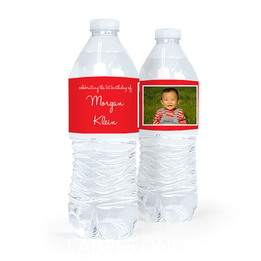 Personalized First Birthday Photo Water Bottle Sticker Labels (5 Labels)