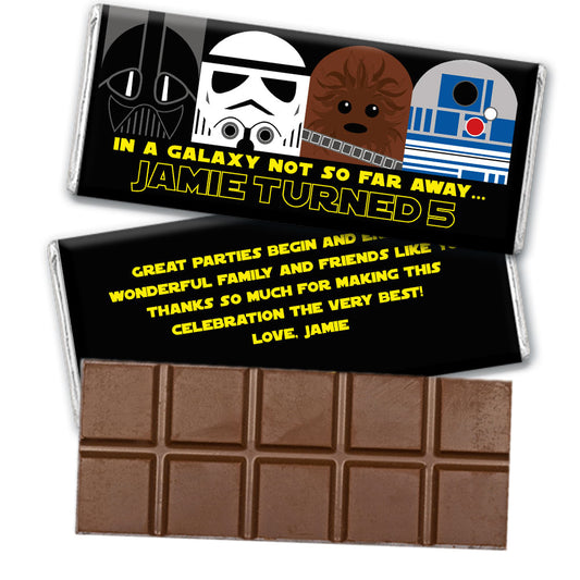 Personalized Youth Birthday Galactic Empire Belgian Chocolate Bar & Wrapper