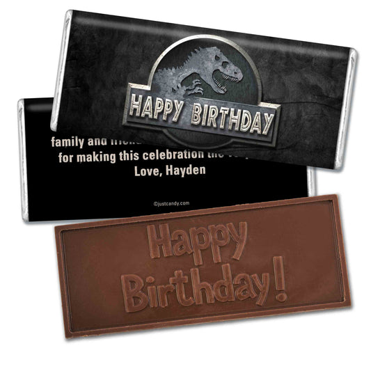 Birthday Personalized Embossed Chocolate Bar Jurassic World Dinosaur