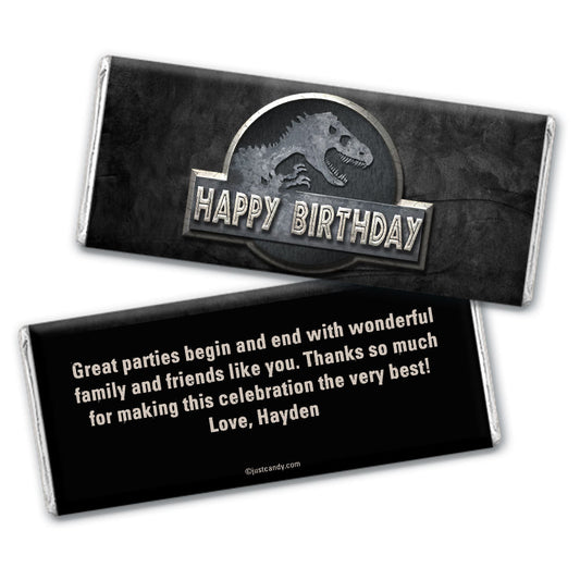 Birthday Personalized Chocolate Bar Wrappers Jurassic World Dinosaur