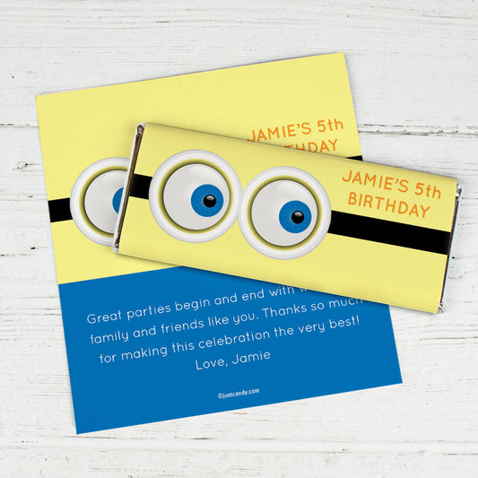 Birthday Personalized Chocolate Bar Wrappers Minion Inspired