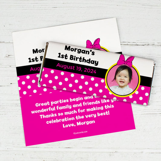 Birthday Personalized Chocolate Bar Wrappers Minnie Mouse Photo