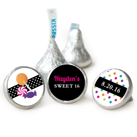 Birthday Personalized Hershey's Kisses Sweet 16 Polka Dot Candy Shoppe Assembled Kisses