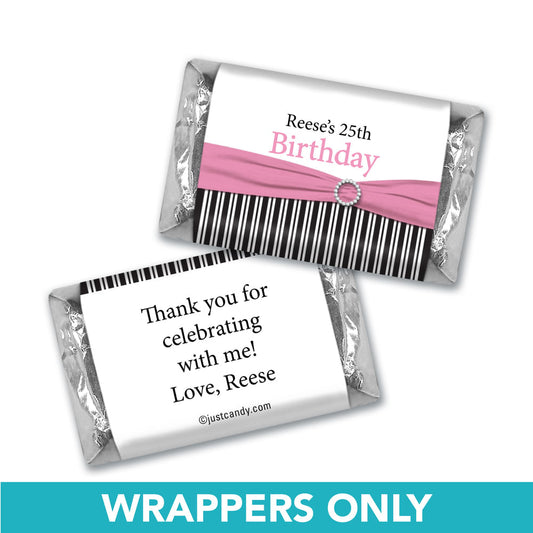 Birthday Personalized Hershey's Miniatures Wrappers Fancy Bow & Stripes