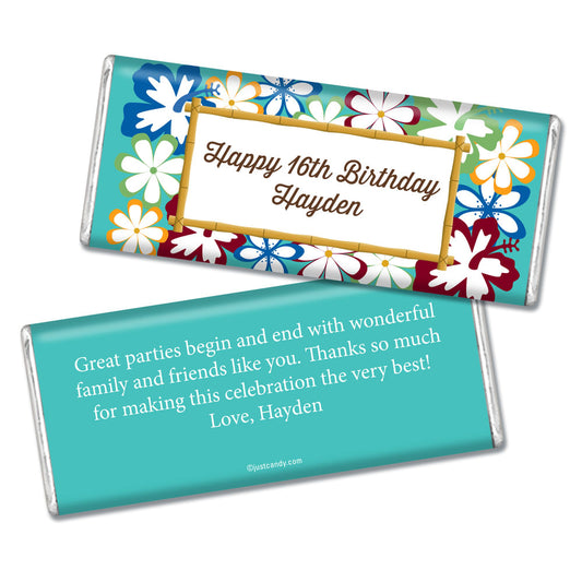 Birthday Personalized Hershey's Milk Chocolate Bar Tropical Hawaiian Luau Party