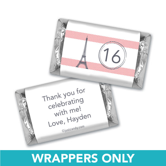 Birthday Personalized Hershey's Miniatures Wrappers Paris Theme