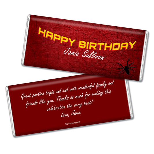 Birthday Personalized Hershey's Milk Chocolate Bar Spiderman Style Web