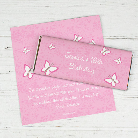 Birthday Personalized Chocolate Bar Wrappers Butterfly Garden