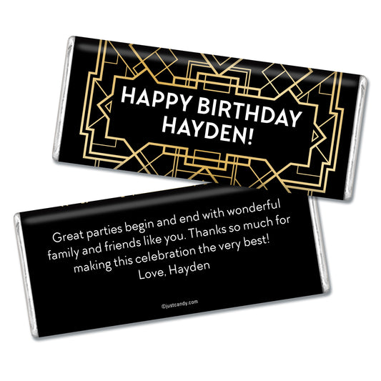 Birthday Personalized Hershey's Milk Chocolate Bar Art Deco 1920s Gatsby