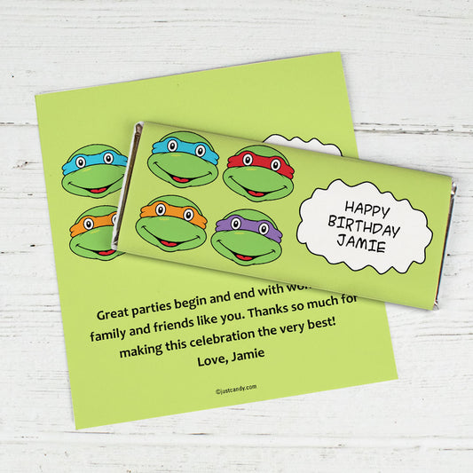 Birthday Personalized Chocolate Bar Wrappers TMNT Cowabunga Turles