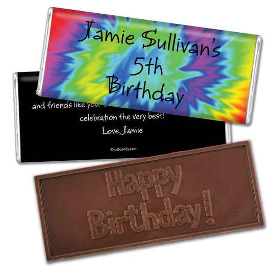 Birthday Personalized Embossed Chocolate Bar Groovy Tie-Dye