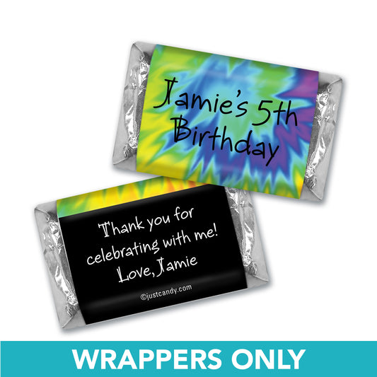 Birthday Personalized Hershey's Miniatures Wrappers Groovy Tie-Dye