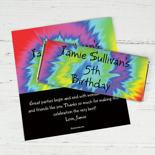 Birthday Personalized Chocolate Bar Wrappers Groovy Tie-Dye