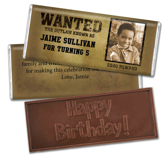 Birthday Personalized Embossed Chocolate Bar Wanted Poster Western Photo