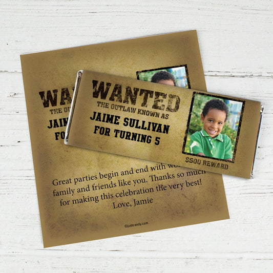 Birthday Personalized Chocolate Bar Wrappers Wanted Poster Western Photo