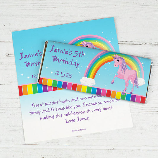 Birthday Personalized Chocolate Bar Wrappers My Little Rainbow Unicorn