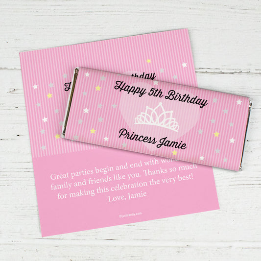 Birthday Personalized Chocolate Bar Wrappers Princess Crown