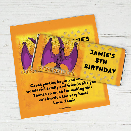 Birthday Personalized Chocolate Bar Wrappers Jurassic Dinosaur