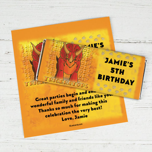 Birthday Personalized Chocolate Bar Wrappers Jurassic Dinosaur