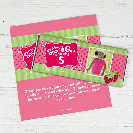 Birthday Personalized Chocolate Bar Wrappers Strawberry Shortcake Berry Inspired