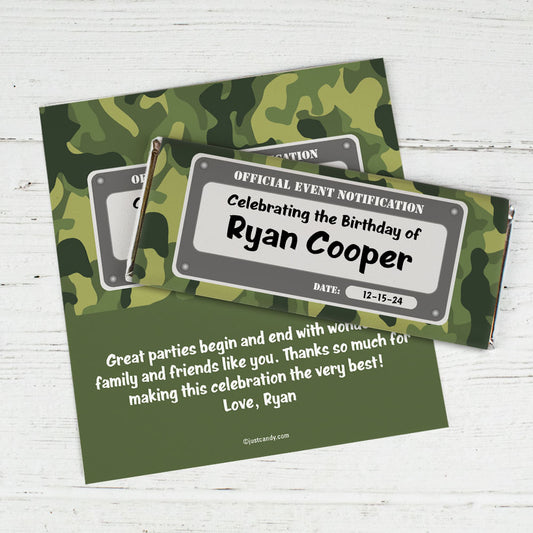 Birthday Personalized Chocolate Bar Wrappers Duck Dynasty Camo