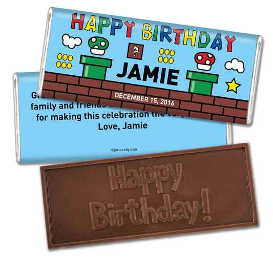 Birthday Personalized Embossed Chocolate Bar Mario's Mushroom Video Game