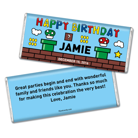 Birthday Personalized Hershey's Milk Chocolate Bar Mario's Mushroom Video Game