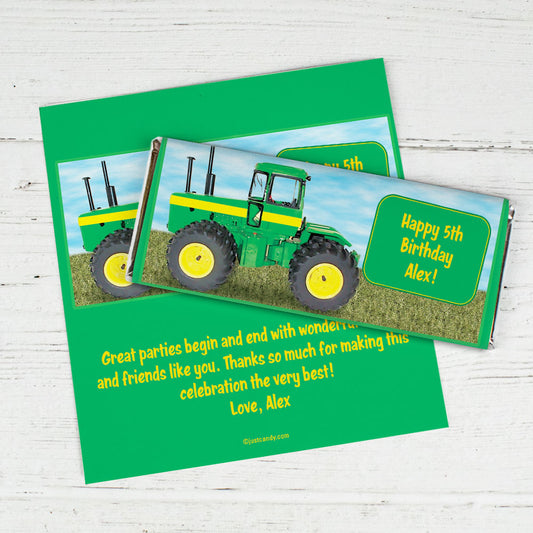 Birthday Personalized Chocolate Bar Wrappers Oh Deere! Farm Tractor