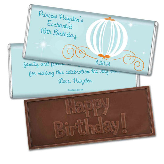 Birthday Personalized Embossed Chocolate Bar Cinderella Theme Princess Pumpkin Carriage