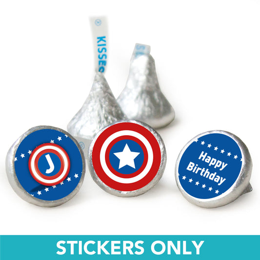 Birthday 3/4" Sticker Captain America Monogram (108 Stickers)