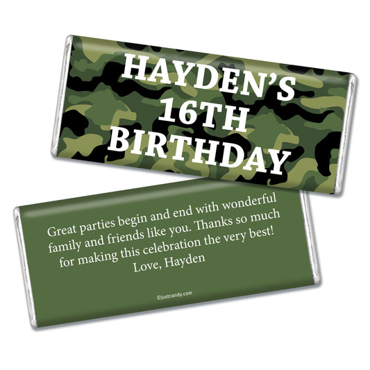 Birthday Personalized Hershey's Milk Chocolate Bar Military Army Green Camo