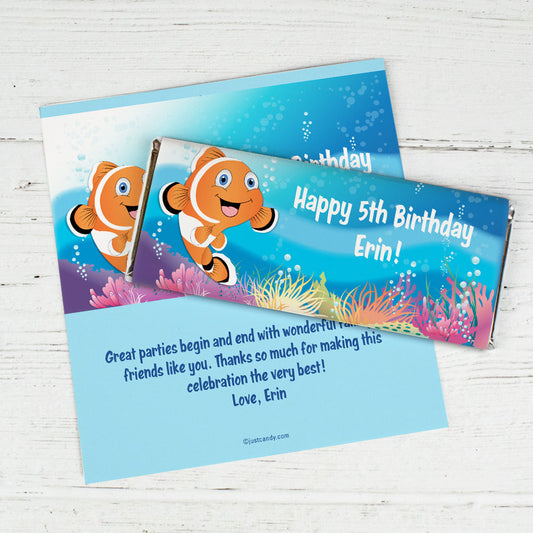 Birthday Personalized Chocolate Bar Wrappers Finding a Clownfish for Dory