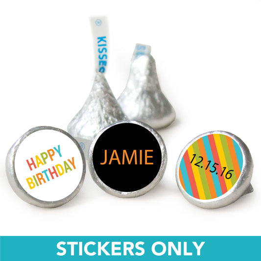 Birthday 3/4" Stickers Vibrant Personalized (108 Stickers)