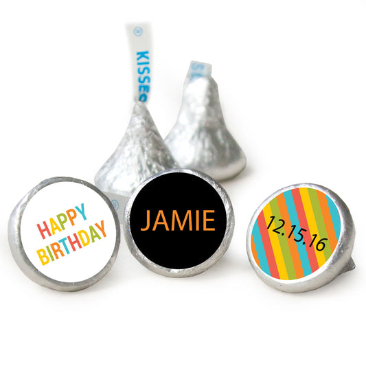 Birthday Stickers Vibrant Personalized Kisses Candy Assembled Kisses