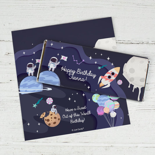 Personalized Out of This World Kids Birthday Chocolate Bar Wrappers