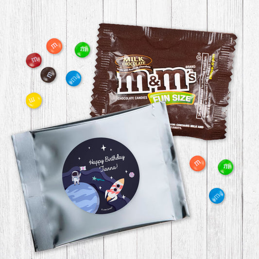 Personalized Kids Birthday Out of this World Space Chocolate M&Ms Favor Bag