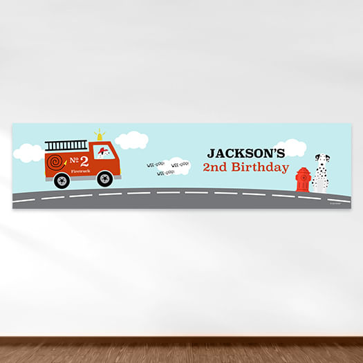 Personalized Fire Truck Birthday Red Fire Truck - 5 Ft. Banner